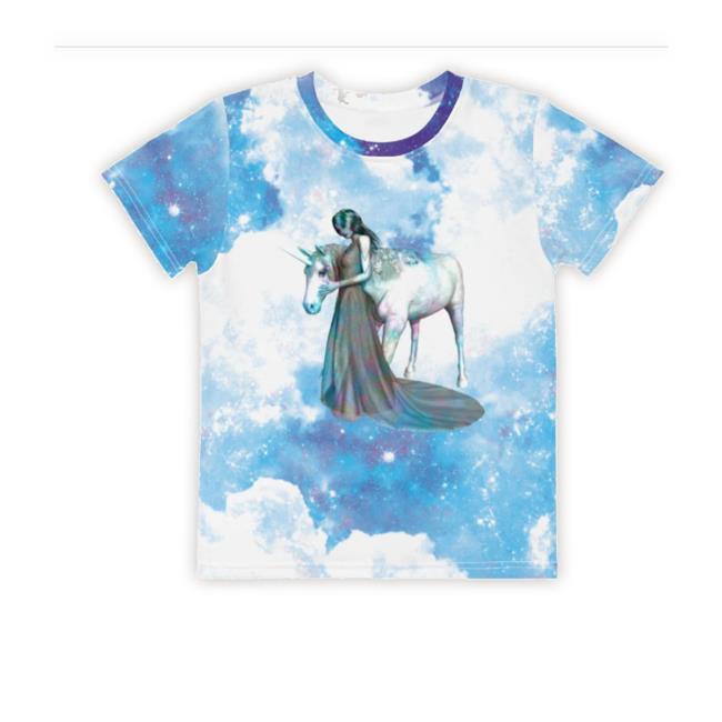 Princess Unicorn Galaxy Heavenly Clouds Kids Crew Neck Shirts
