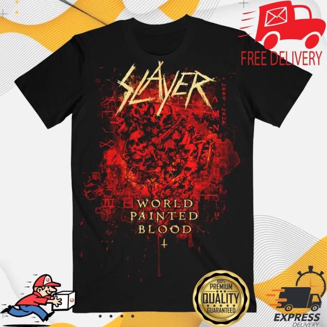 Slayer Merch Shop World Painted Blood Skulls Long Sleeve Shirt