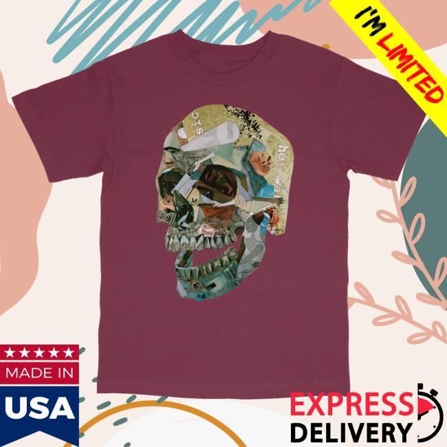 Official Hot Water Music Merch Album Collage Skull Crewneck Sweatshirt Limited Run In Burgundy