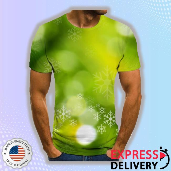 Christmas T-Shirt Men Snowflake Tshirt Anime New Year Tshirts Casual Green Classic Shirt Cool