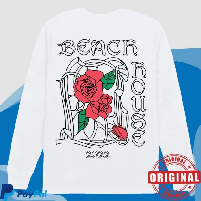 Trending Beach House Baltimore Merch Store Rose Stained Glass White Long Sleeve Hooded Sweatshirt