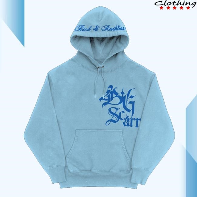 The New 1017 Records Merch Shop Big Scarr Reaper Gang Skull Hoodie (Blue) Shirt