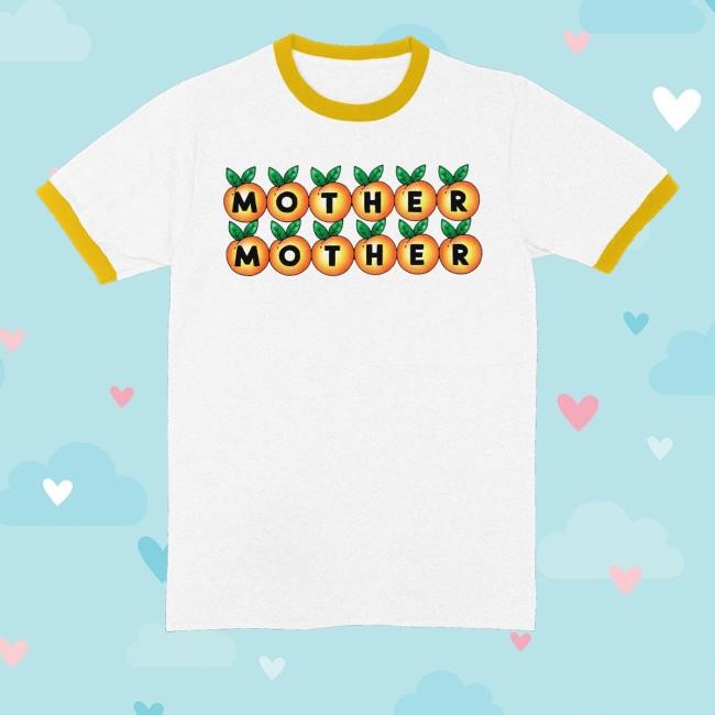 Mother Mother Merch Store Peach Logo Ringer Crewneck Sweatshirt