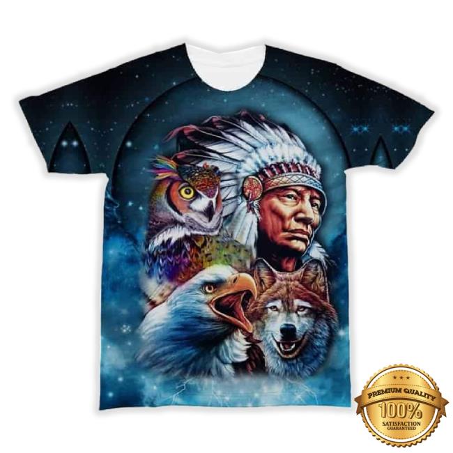 Official Native American Chief Spirit Animal Galaxy All-Over Classic Shirt