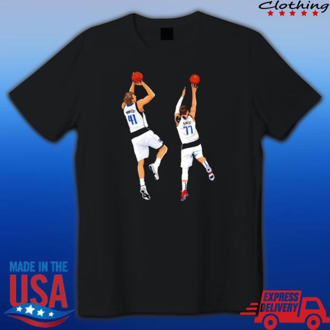 Dirk Nowitzki And Luka Doncic Number 41 And 77 Dallas Mavericks Shirts