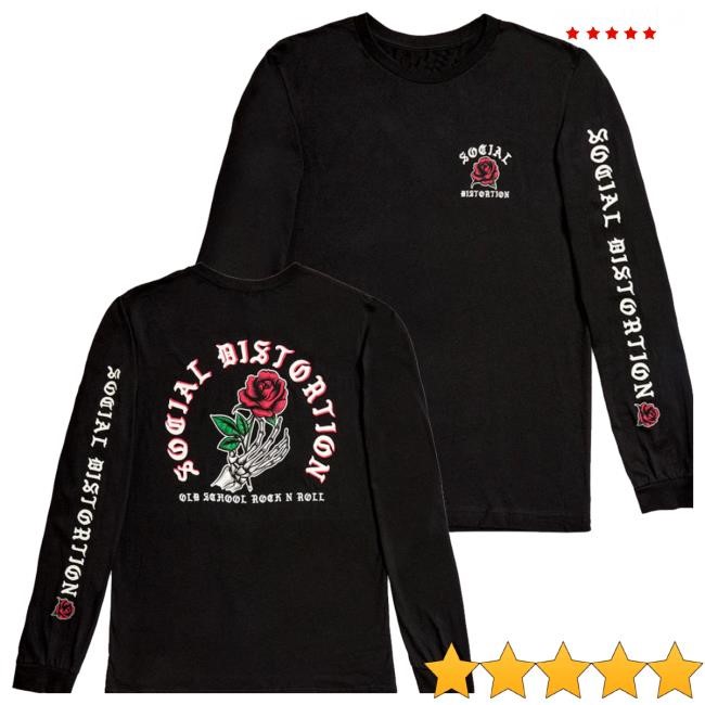 Official Social Distortion Store Merch Skelly Rose Long Sleeve Sweatshirt