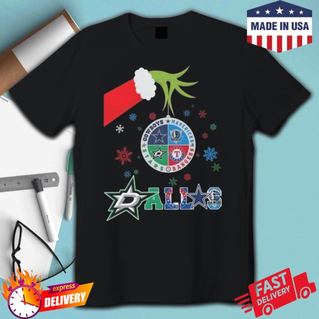Original Grinch Hand Dallas City Sports Cowboys Mavericks Stars And Rangers Merry Christmas 2023 Classic Shirt