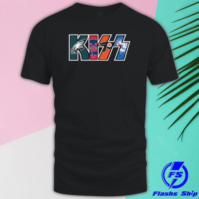 Kiss Logo With Philadelphia Sports Team Logos T-Shirt