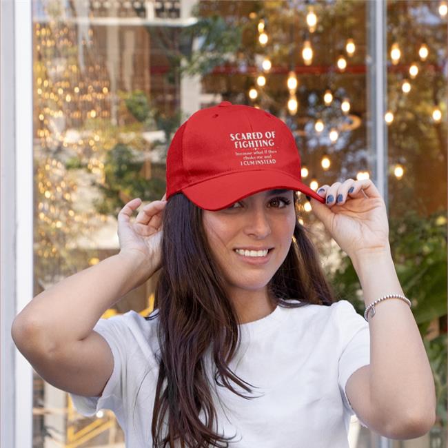 Bloodyfastertv Scared Of Fighting Because What If They Choke Me And I Cum Instead Embroidered Hat