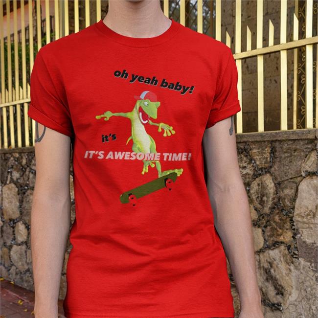 Coolshirtz Oh Yeah Baby It's Awesome Time Hoodie Gecko Skateboard