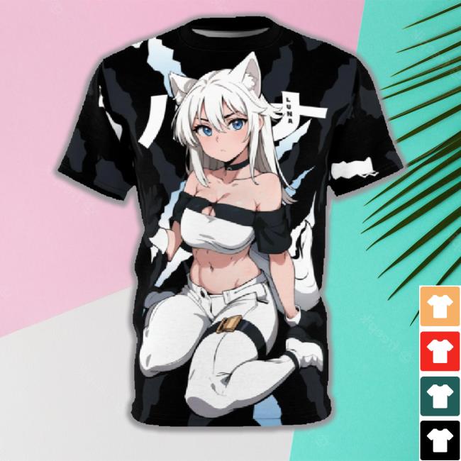 Luna - Wolf Anime Girl - Werewolf Unisex Aop Cut & Sew Tee Shirt