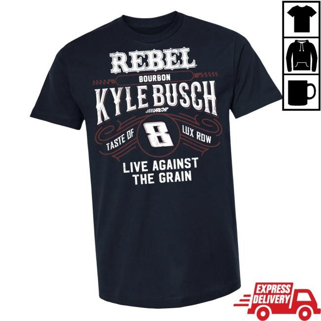 Official Rcrracing Merch Store Kyle Busch 2025 Rebel Bourbon Navy T-Shirt