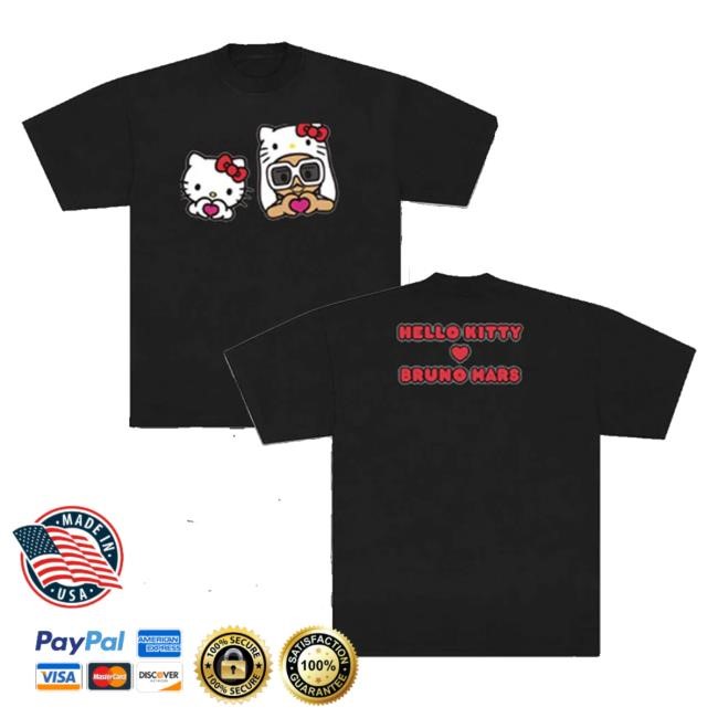 Official Brunomars Merch Bruno Mars X Hello Kitty Black Tee