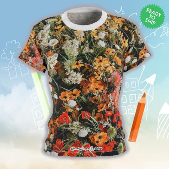 Spring Orange Flowers T-Shirt, Women's Aop Polyester 3D Classic Shirt
