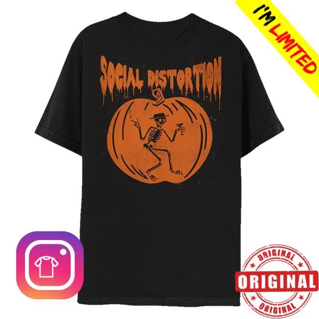 Social Distortion Store Merch Stencil Pumpkin Drip Black Tee