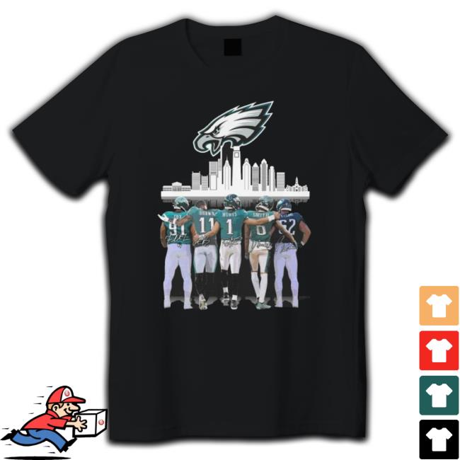 Philadelphia Eagles City Cox Brown Hurts Smith And Jason Kelce Signatures Sweaters