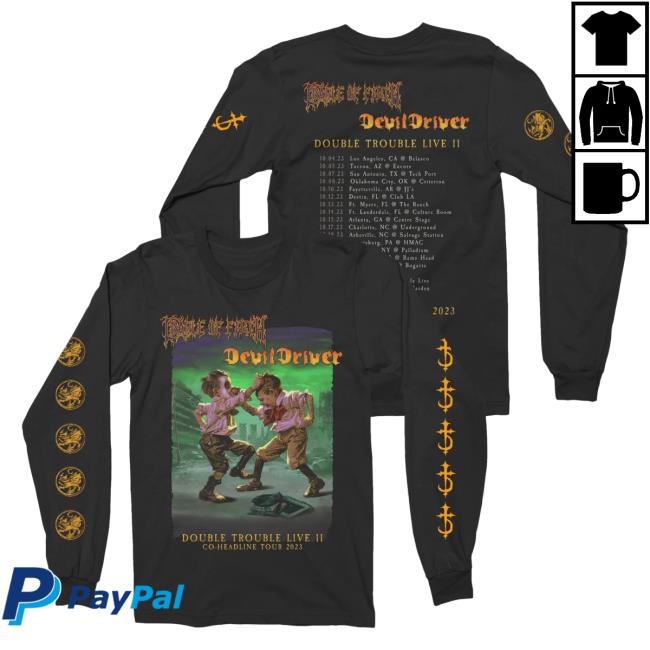 Official Night Shift Merch Indie Merch Store Cradle Of Filth/Devildriver - Double Trouble Ii Top Shirt NightShiftMerch IndieMerchStore