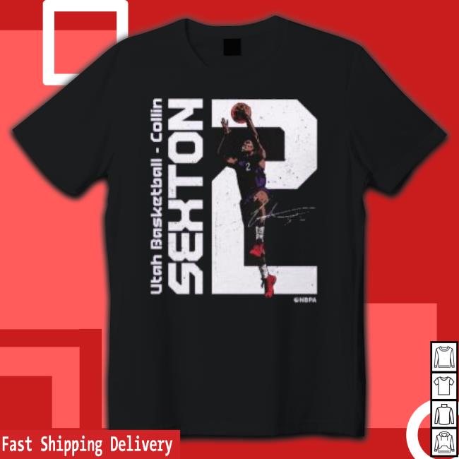 Collin Sexton Utah Jazz Vertical Signature Tee Shirt