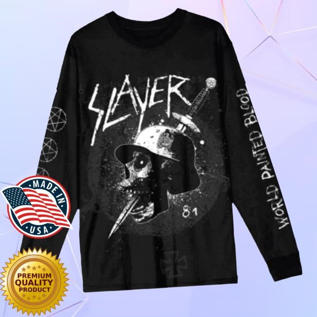 Slayer Merch Store Shop World Painted Blood Dagger Crewneck Sweatshirt