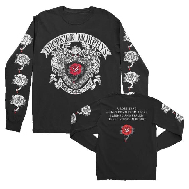 Trending Dropkick Murphys Merch Signed And Sealed In Blood Lyric Shirt Black