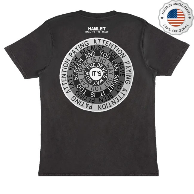 Official W.A.S.T.E. Merch Hamlet Hail To The Thief Circles Design Black Zip Hoodie