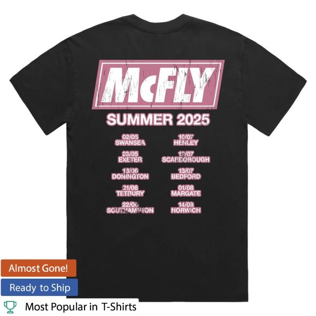 Official Mcfly Merch Shop Store Summer 2025 Tour Black Classic Shirt