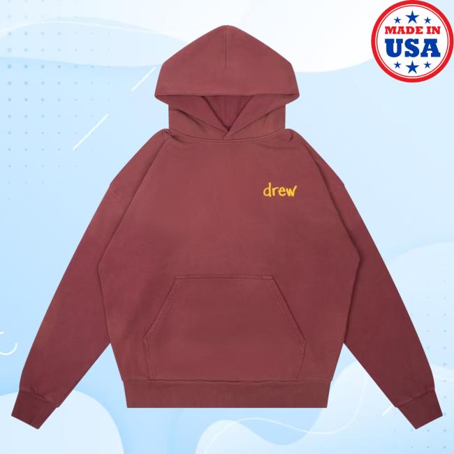 Official Drew House Merch Store Shop Scribble Popover Hoodie Faded Maroon Drew House Apparel Clothing