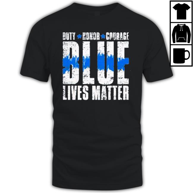 Little Girl Wearing Duty Honor Courage Blue Lives Matter shirt