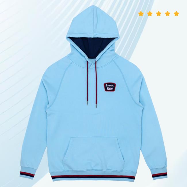 Official Barstool Sports Merch Store Bussin With The Boys Printed Sweater Light Blue BarstoolSports Apparel Clothing Shop