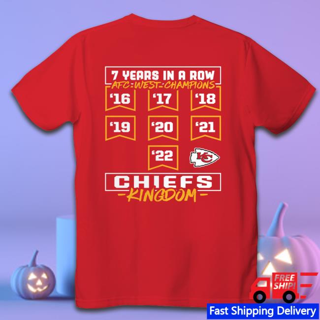 Kansas City Chiefs 7 Years In A Row Afc West Champions 2022 Chiefs Kingdom Long Sleeve Shirt Kansas City Chiefs 7 Years In A Row Afc West Champions 2022 Chiefs Kingdom Shirts