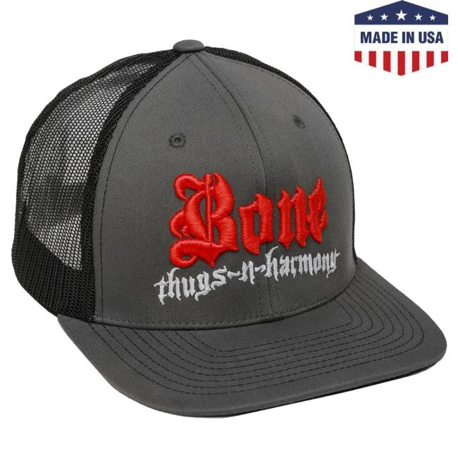 Bone Thugs Harmony Merch Bone Thugs-N-Harmony Grey Black Mesh Back Snapback hats