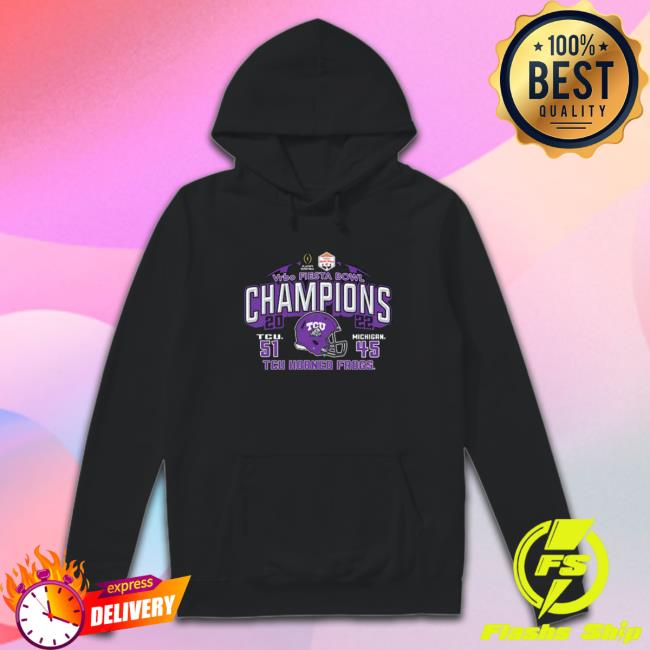 Tcu Horned Frogs Vs Michigan Wolverines 51-45 Vrbo Fiesta Bowl Champions 2022 T-Shirt Tcu Horned Frogs Vs Michigan Wolverines 51-45 Vrbo Fiesta Bowl Champions 2022 Sweatshirts