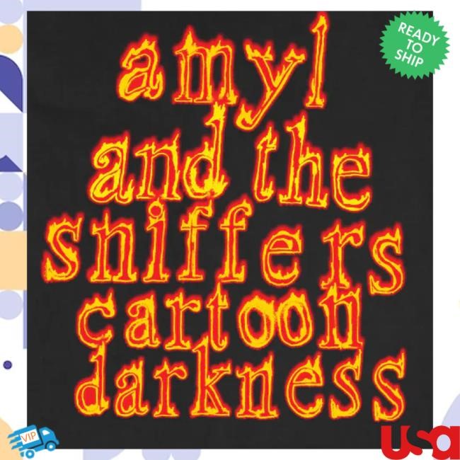 Official Amyl And The Sniffers Merch Cartoon Darkness Lp Scared Of The Darkness Edition Long Sleeve Shirt