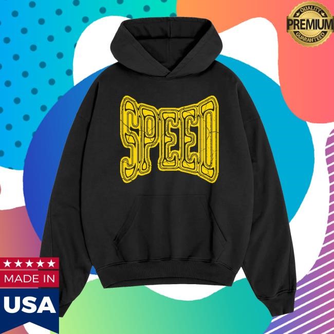 Ishowspeed Store Speed Gold Logo Black Pullover Hooded Sweatshirt