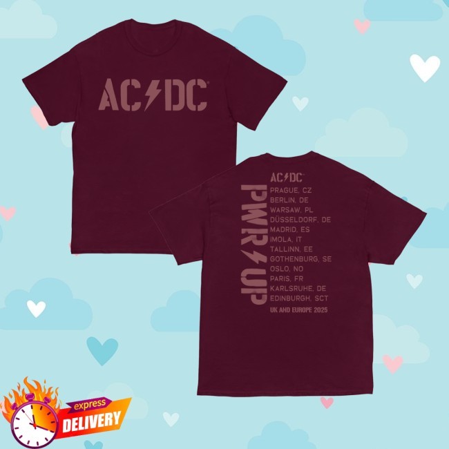Maroon Logo Pwr Up Tour Long Sleeve Shirt