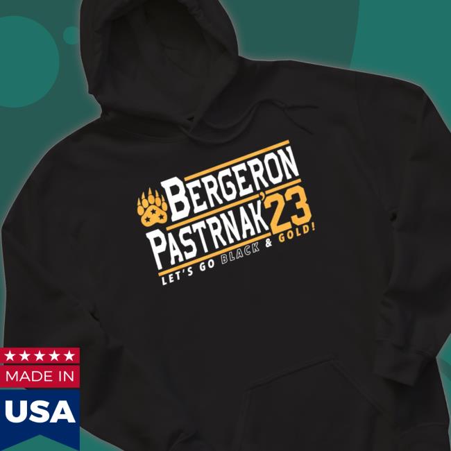 Bergeron Pastrnak 2023 Boston Let’S Go Black And Gold Sweater