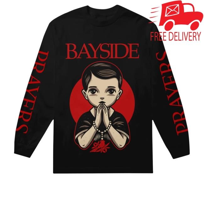 Bayside Merch Prayers Black Long Sleeve T Shirt Bayside Merch Store Shop Prayers Black T-Shirt