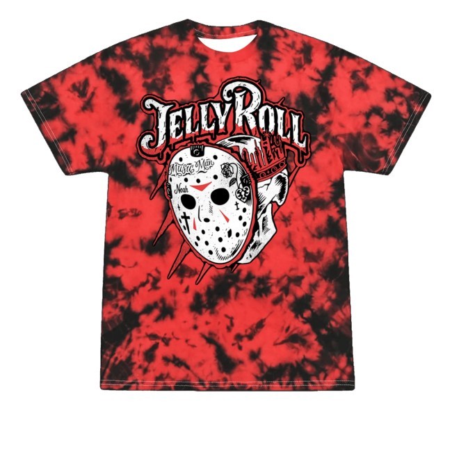 Red And Black Crystal Dye Jason Sweatshirt Jelly Roll Official Merrch Store