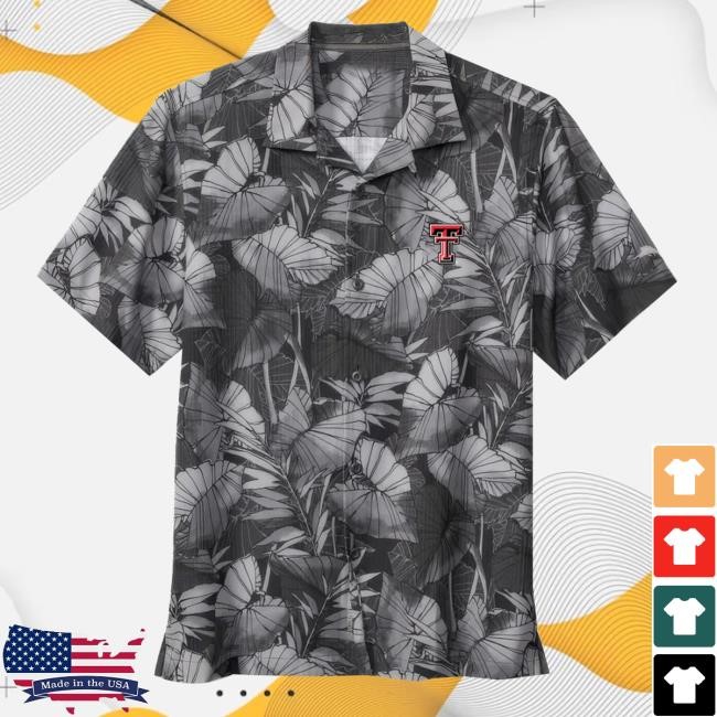 Official Redraideroutfitter Merch Tommy Bahama Texas Tech Sport Bahama Coast Nuevo Fronds Black Button Down Funny Shirt