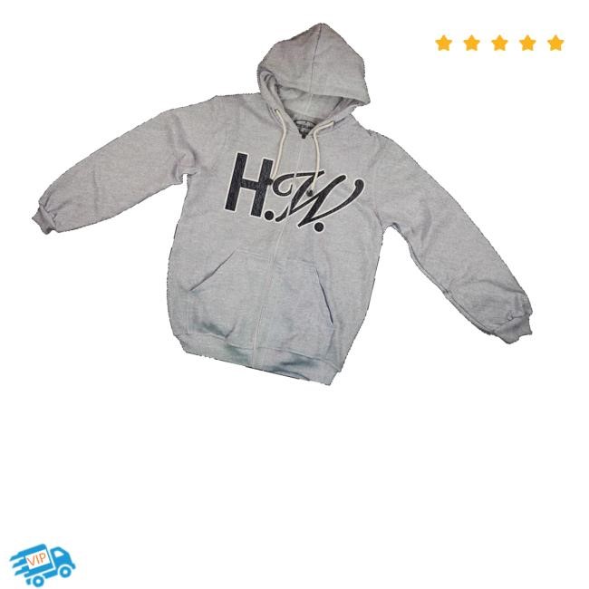 Hayley Williams Merch Store Shop Hw Chenille Patch Zip Up Heather Grey Hoodie
