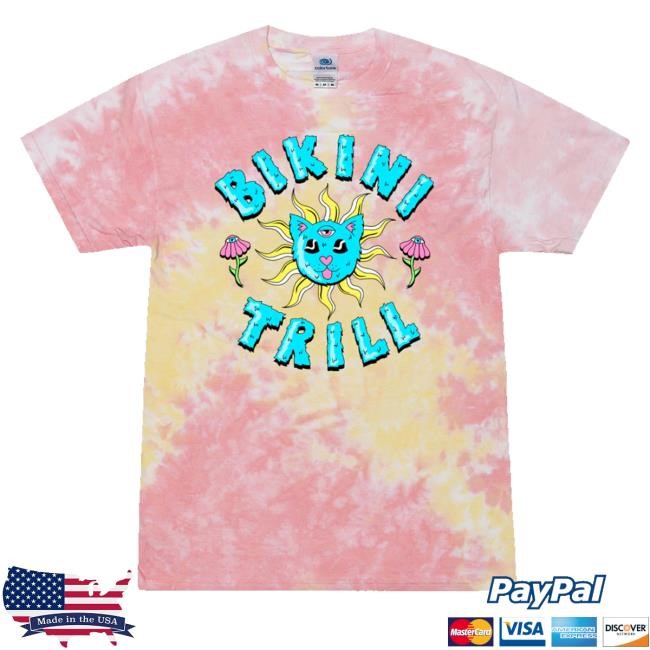 Bikini-Trill Flower Cat Tie Dye Shirt (Funnel Cake)