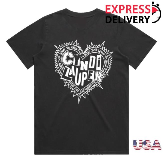 Cyndi Lauper Store Faded Black Punk Heart New Shirt