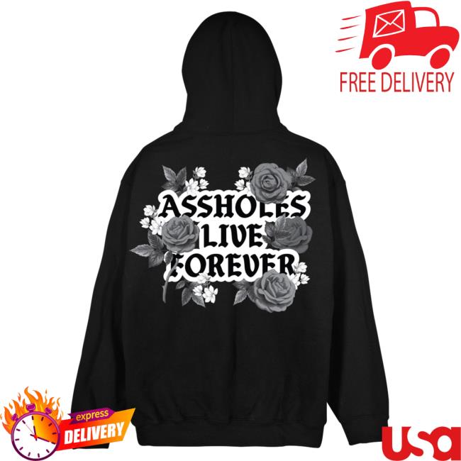 Official Linda Finegold Store Shop Alf Assholes Live Forever Black Sweatshirt Lindafinegold Clothing
